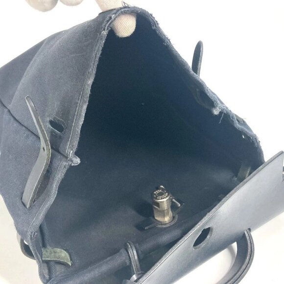 HERMES Herbag ad PM Handbag Tote Bag Hand Bag Leather/Canvas Black - Picture 16 of 16